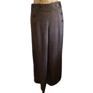 High Rise Wide Leg Tweed Pants Size 14 Sailor Waist Max Studio